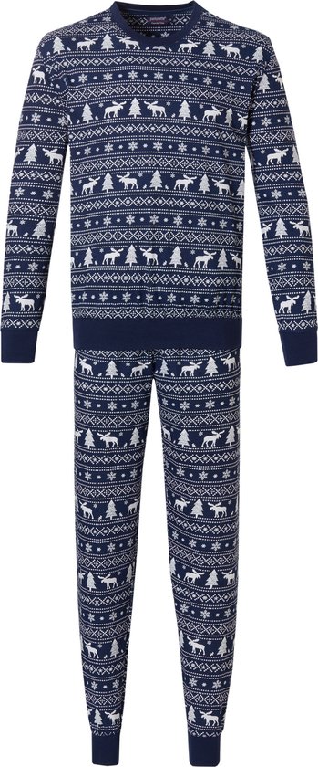 Pastunette Familie Kerst Mannen Pyjamaset - Blauw - Maat S