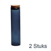 Vanhalst - 12 Stuks - Kwalitatieve glazen tube/proefbuis met dop in kurk - SILVER BLUE - Diameter 3cm & 12cm hoog - Ideaal voor doopsuiker
