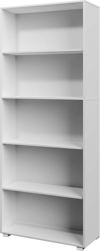 Casaria Boekenkast Vela - 5 Vakken Verstelbaar 190x60x28 cm - Wit