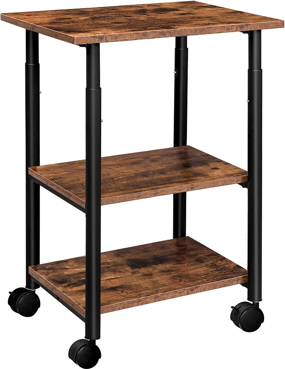 Furnibella - Printertafel, printerwagen met 3 niveaus, in hoogte verstelbaar, eenvoudig te monteren, 48,5 x 40 x 67 cm, voor kantoor, school, thuis EBF03PS01