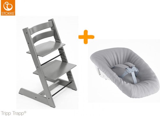 Chaise haute Stokke Tripp Trapp Gris Storm + Ensemble nouveau-né | bol