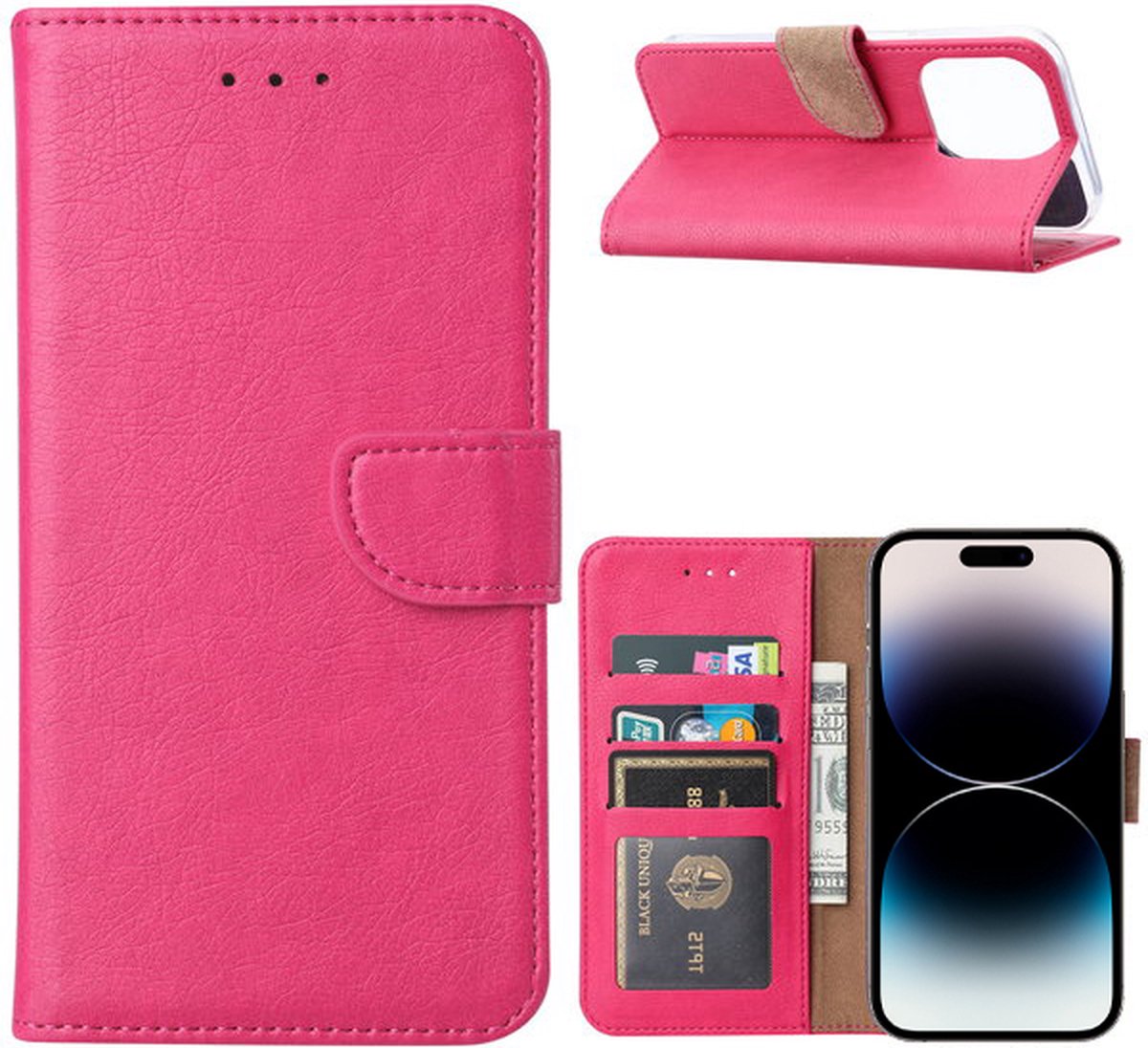iPhone 14 Pro hoesje bookcase hoes - Arara book case hoesje voor iPhone 14 Pro - Roze