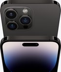 Vue double de l'iPhone 14 Pro Max Noir sidéral : l'arrière avec les appareils photo et l'avant avec la Dynamic Island.