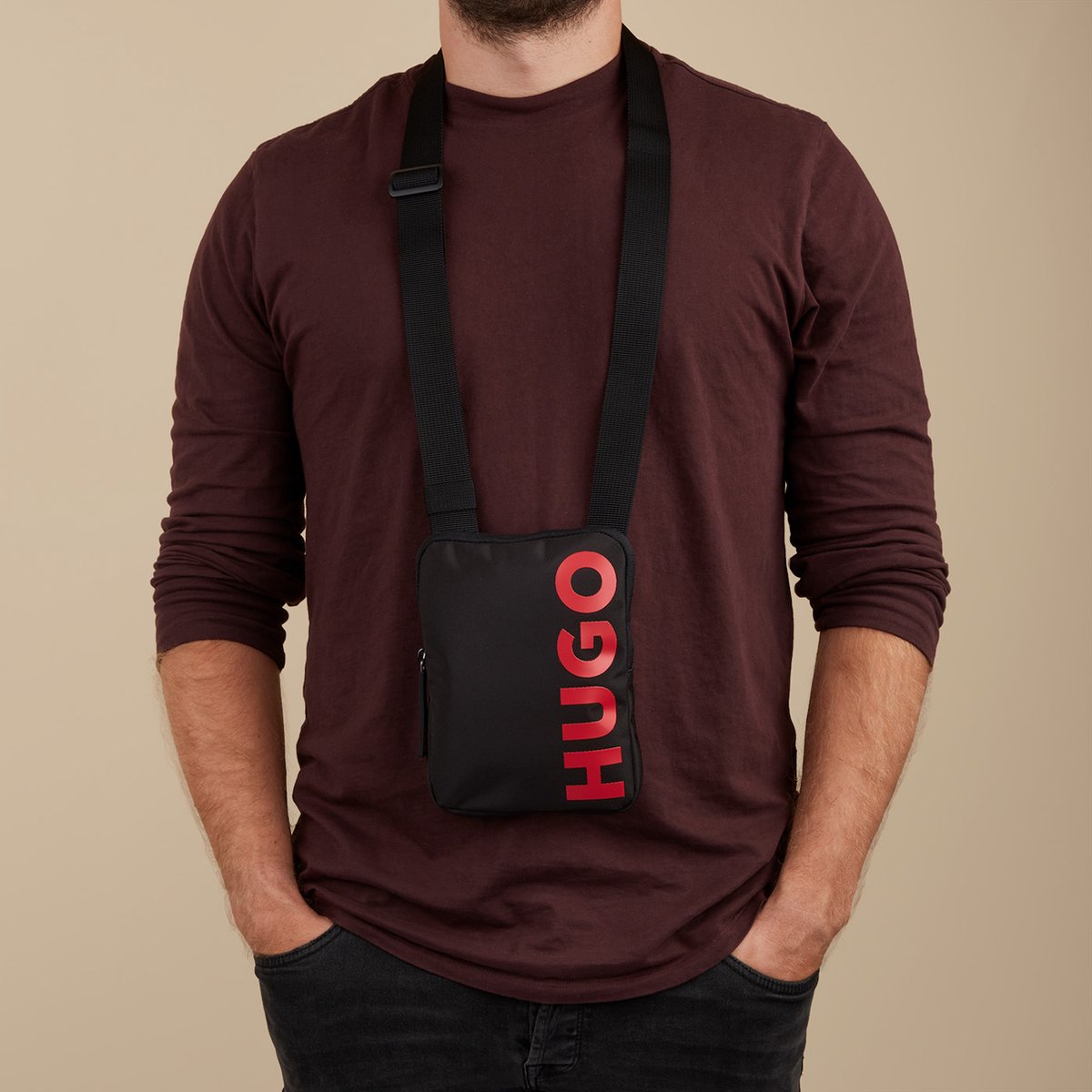 Hugo Boss HUGO Heren Crossbody tas Kunstleer Zwart