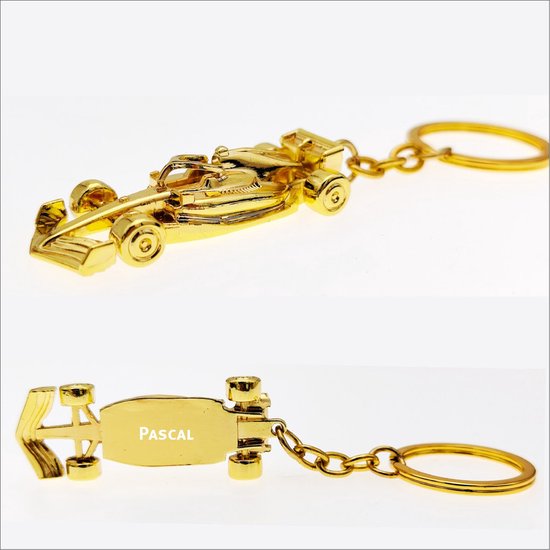 F1 Auto Sleutelhanger - Met Naam - Pascal - Model 2024 - Goud