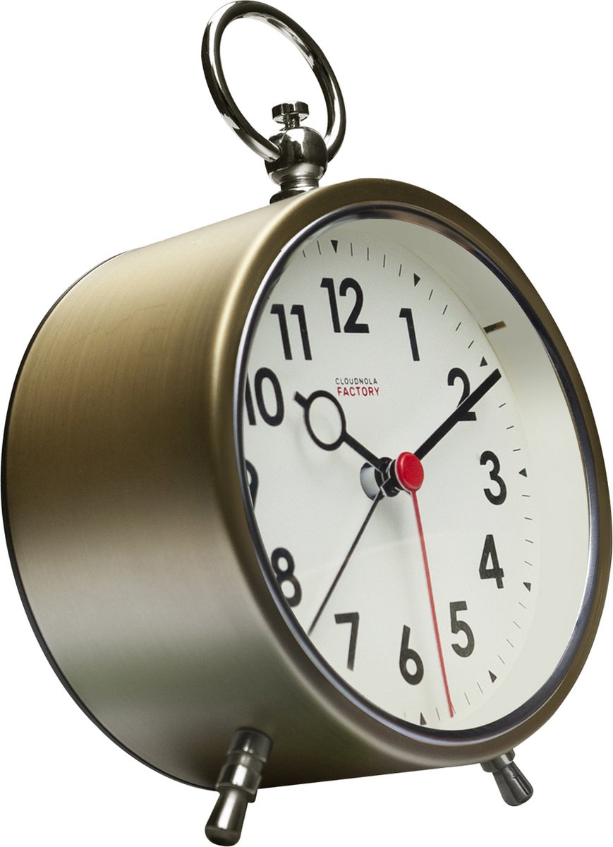 Cloudnola Factory Alarm Clock Brushed Gold Numbers - Alarm klok met lichtje