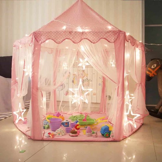 Buxibo Speeltent voor Kinderen - Met Bodem - Vanaf 3 Jaar - Meisjes - 70x70x140cm - Inclusief Sterretjes Verlichting - Voor binnen en Buiten - Ruimte voor 3 kinderen van Buxibo — afbeelding 2