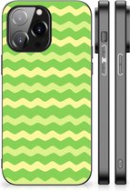 TPU Back Cover iPhone 14 Pro Max Smartphone Hoesje met Zwarte rand Waves Green