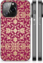 Smartphone Hoesje iPhone 14 Pro Max Beschermhoesje met Zwarte rand Barok Pink
