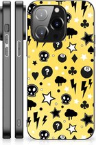 Telefoon Hoesje iPhone 14 Pro Silicone Back Cover met Zwarte rand Punk Yellow