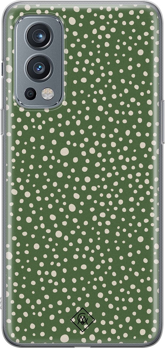 Casimoda® hoesje - Geschikt voor OnePlus Nord 2 - Green Dots - TPU - Backcover - Groen - Gestipt