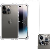 Hoesje geschikt voor iPhone 14 Pro Shockproof + Screenprotector + Camera Beschermglas – Gehard Glas Cover