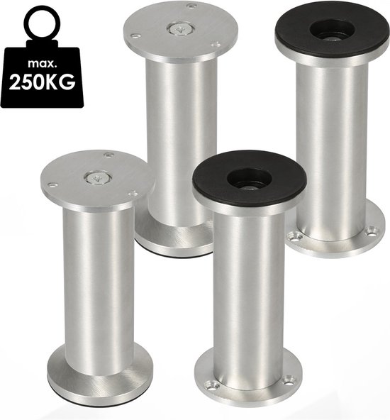 16 stuks verstelbare meubelpoten, M6 x 20 x 17 mm, stelpoten met inslagmoer, nivelleringspoten voor tafel, stoel, kast, zwart