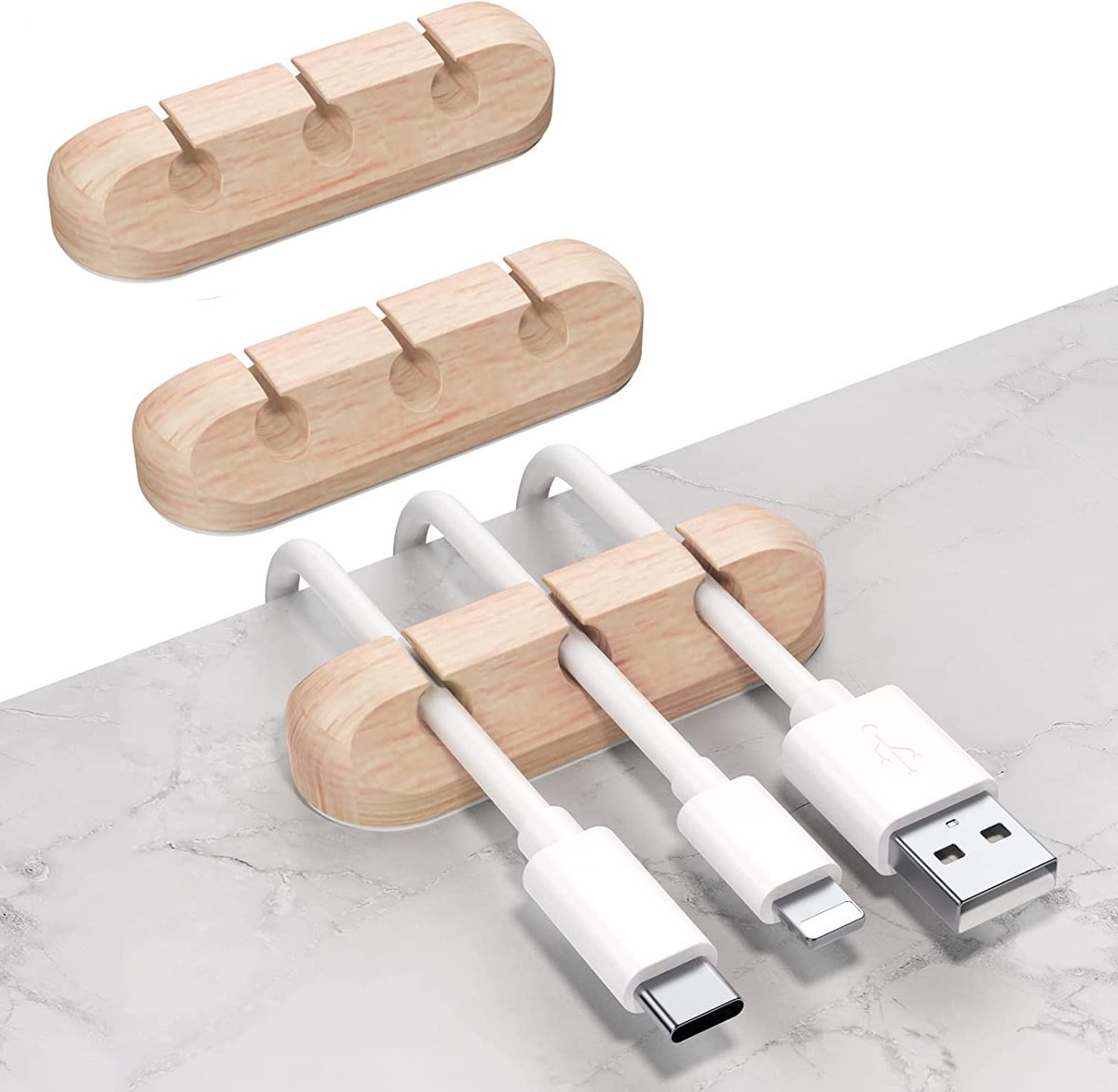 3-Pack Kabelhouder Clips, kabelmanagement koord organizer siliconen zelfklevend voor USB-oplaadkabel netsnoer muis kabel draad pc kantoor thuis