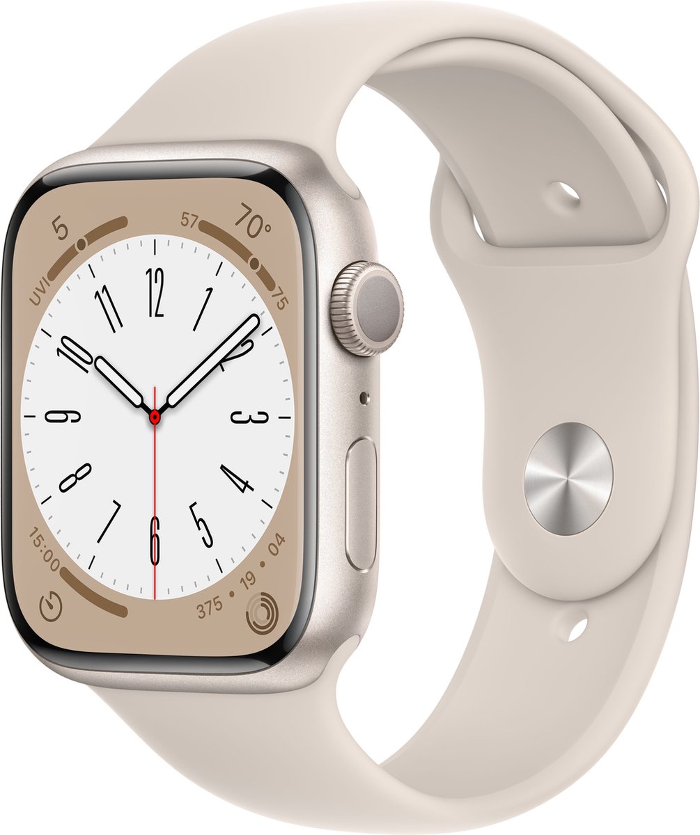 Afbeelding 2 van Apple Watch Series 8 - 4G - 45mm - Sterrenlicht Aluminium