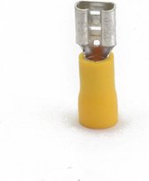 Opschuifcontact/kabelschoen vrouwelijk - 6,3x0,8mm - geel - 25 stuks