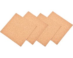 Flokoo Kurk Prikbord - 30x30 cm - Prikbord - Vierkant - Zelfklevend - 4 stuks