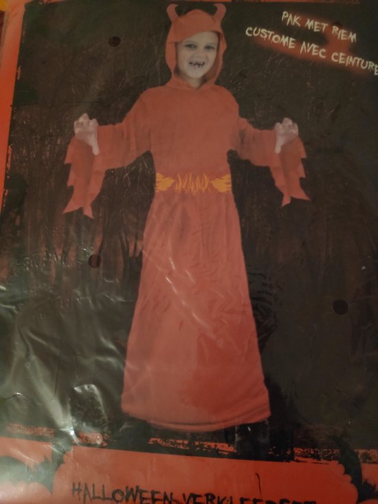 Costume d'Halloween enfant - Rouge avec cornes et ceinture - 5-7 ans