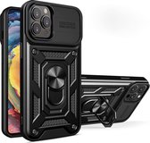Hoesje geschikt voor iPhone 14 Pro Anti Shock Magnetic Ring Case met Kickstand – iPhone 14 Pro Shockproof Rugged Back Cover Hoesje - EPICMOBILE