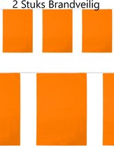 2 stuks Oranje vlaggenlijn XL Brandveilig , Brandvertragend  ,PVC, rechthoek oranje 20 meter , EK, Voetbal , Oranje vlaggetjes, Koningsdag, Carnaval, Horeca