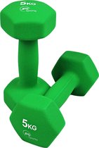Bol.com JPS Sports® Dumbells - Gewichten - Dumbells set 2 x 5 kg - Zeshoekig - Duurzaam - Groen aanbieding
