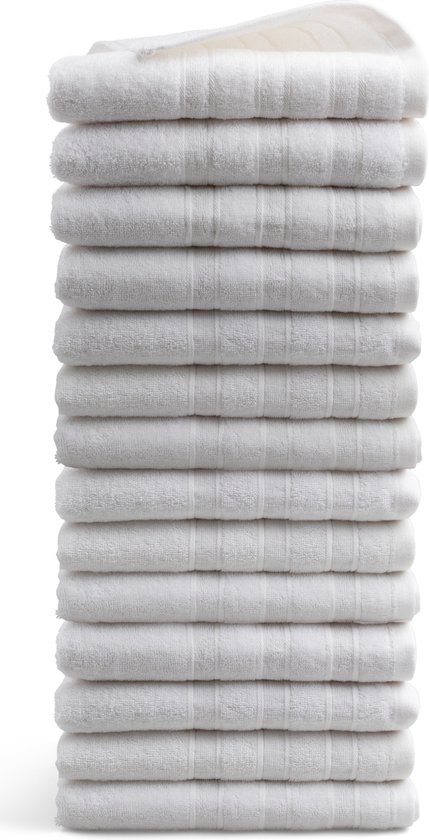 Textiles de salle de bain de Luxe - lot de 14 - serviettes 50x100 cm - blanc