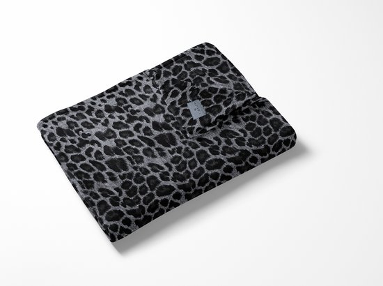 Linnick Flanel Fleece Deken Leopard - black/white - 140x200cm - Plaid