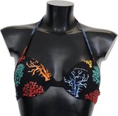 Zwarte Koralen Print Vrouwen Beachwear Bikini Tops
