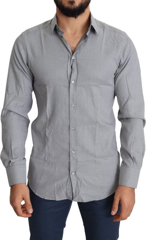 Dolce & Gabbana Black White Stripes Men GOLD Dress Shirt