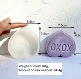 Siliconen mal hart  - tekst XOXO - gietmal - zelf kaarsen maken - zeep maken - jesmonite - epoxy
