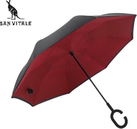San Vitale® - Unieke reversible Windproof Paraplu - Wijn rood/Aubergine