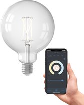 Calex Slimme Lamp - Wifi LED Filament Verlichting - Globe 12,5cm - E27 - Snmart Lichtbron Helder - Dimbaar - Warm Wit licht - 7,5W