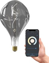 Calex EVO XXL Slimme Lamp - Wifi LED Filament Verlichting - E27 - Smart Vintage Lichtbron Titanium - Dimbaar - Warm Wit licht - 6W