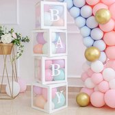 Buxibo - Transparante Gender Reveal Letter Blokken - Baby Ballon Box - Party Decoratie - BabyShower - Kids - Verjaardag - Wit