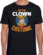 Verkleed t-shirt clown costume zwart voor heren - Halloween kleding M