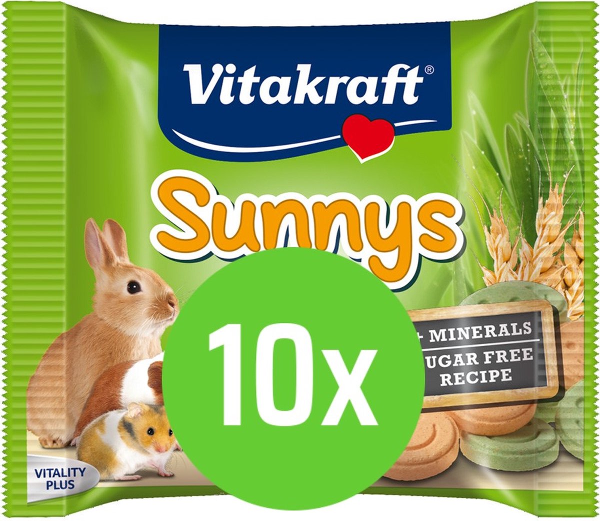 10x Vitakraft Sunny's (suikervrije rondjes) knaagdier en konijn - 50 gram - Vitakraft