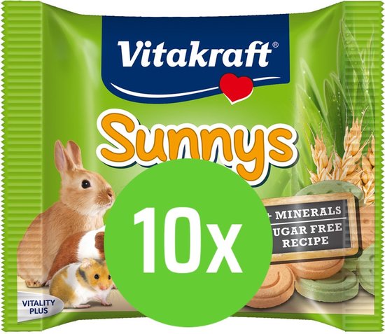 10x Vitakraft Sunny's (suikervrije rondjes) knaagdier en konijn - 50 gram