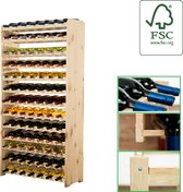 Casier à vin - 172x72x26,5cm (LxlxP) - Bois massif - 91 bouteilles - Casier à bouteilles modulaire et empilable - Porte-bouteille Debout