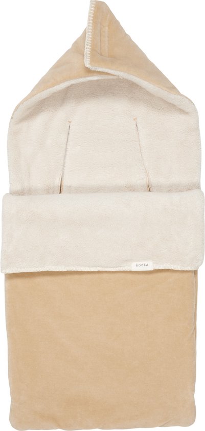 Koeka Oddi voetenzak voor autostoel 0+ - baby rib met teddy - beige