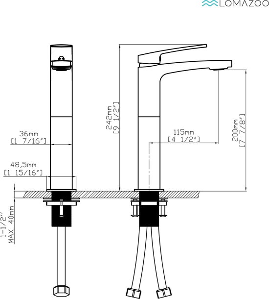 LOMAZOO Wastafelkraan Kranen Badkamer Kraan Badkamer Mengkraan