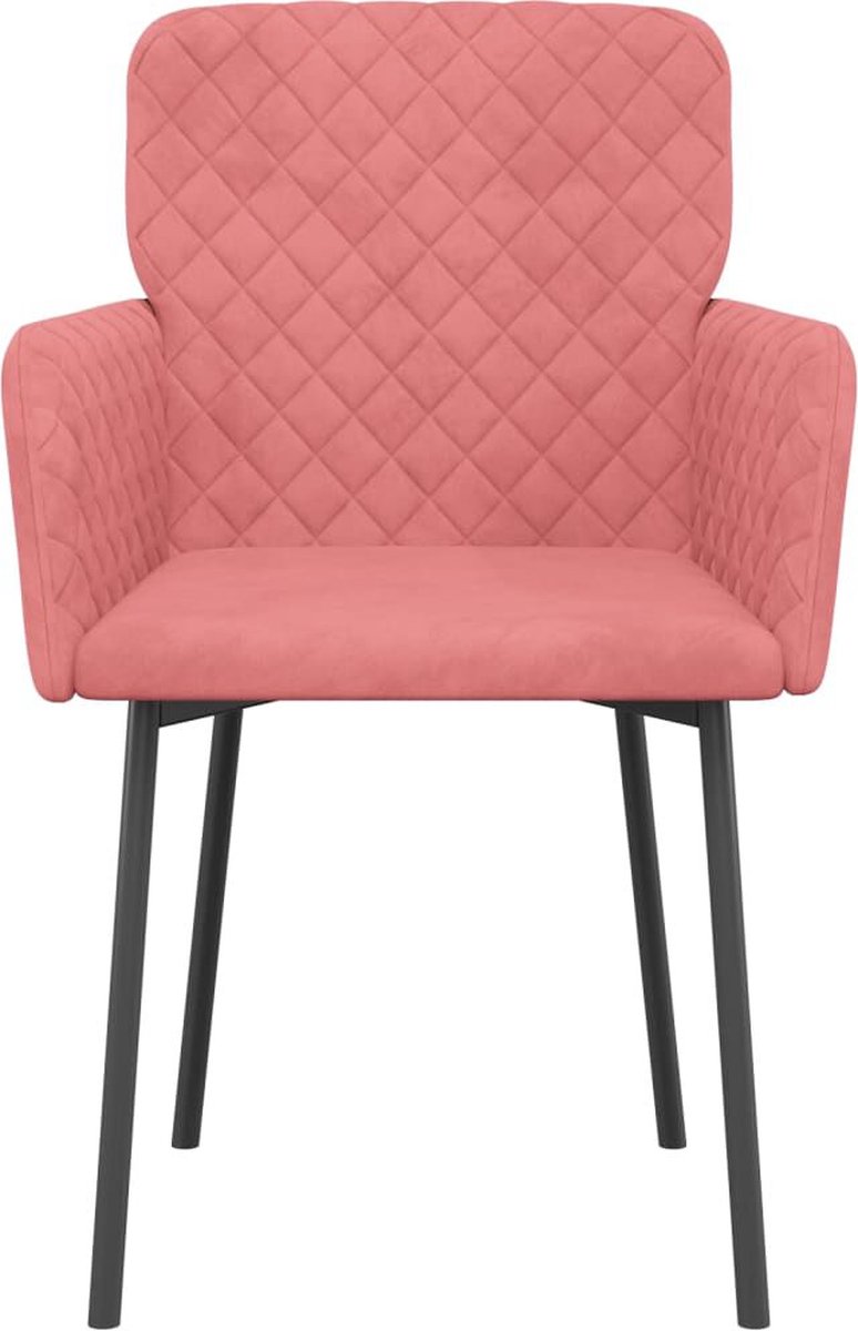 vidaXL - Eetkamerstoelen - 2 - st - fluweel - roze