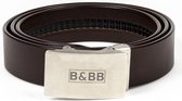 Black & Brown Belts / 125 CM / Squared - Coffee Brown Belt B&BB/ Leren Riem/ Heren Riem/ Dames Riem/ B&BB / Automatische Gesp/ Runderleer/ RVS / Broeksriem / Riemen / Riem /Riem heren /