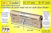 M&C Condor - High Security deurcilinder - SKG*** - 37x47 mm - Politiekeurmerk Veilig Wonen  -  inclusief gereedschap montageset