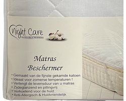 Night Care Matrasbeschermer 180x200cm - 100% Percal Katoen - Anti-Allergisch - Wit