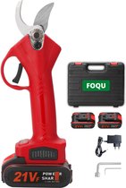 Foqu Elektrische Snoeischaar - 2x Accu - Elektrisch - Takkenschaar - Complete Set - 30 mm - Rood