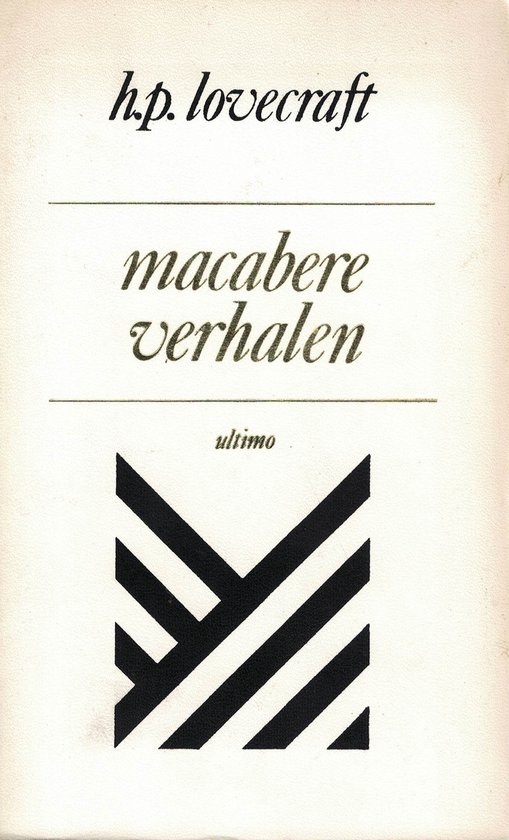 Boek 'macabere verhalen' van h.p. lovecraft, met een zwart-wit grafisch patroon