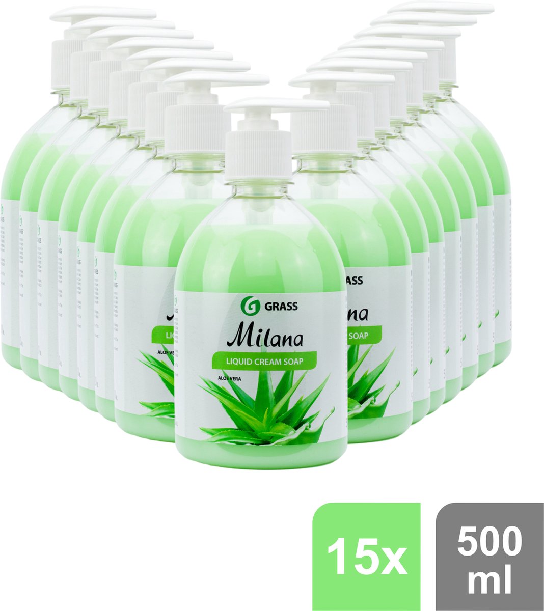 Grass Milana - Handzeep - Verzachtend - Aloe Vera - 500ml x 15