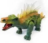 Dinosaurus speelgoed - kleurrijke lichtjes en dino geluiden - Stegsaurus - beweegt met staart en loopt 35cm (incl. batterij)