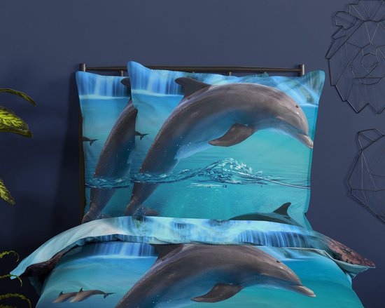 Housse de couette enfant Good Morning – 5586-P – Dauphin – 140 x 200/220 cm – Bleu