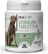 ReaVET - Spirulina tabletten voor Honden - Bevat eiwitten uit puur plantaardige bronnen - Voor tijdelijke symptomen van tekorten - 500 stuks